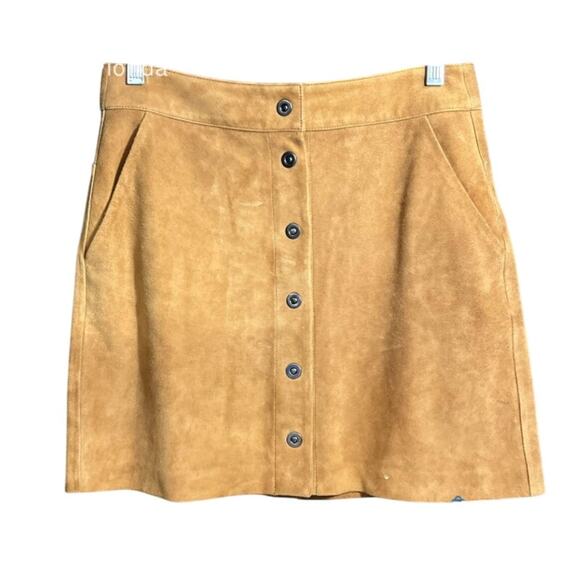 Frame Suede Mini Skirt Size 27 Carmelo Brown $595 Snap Front - Picture 1 of 5